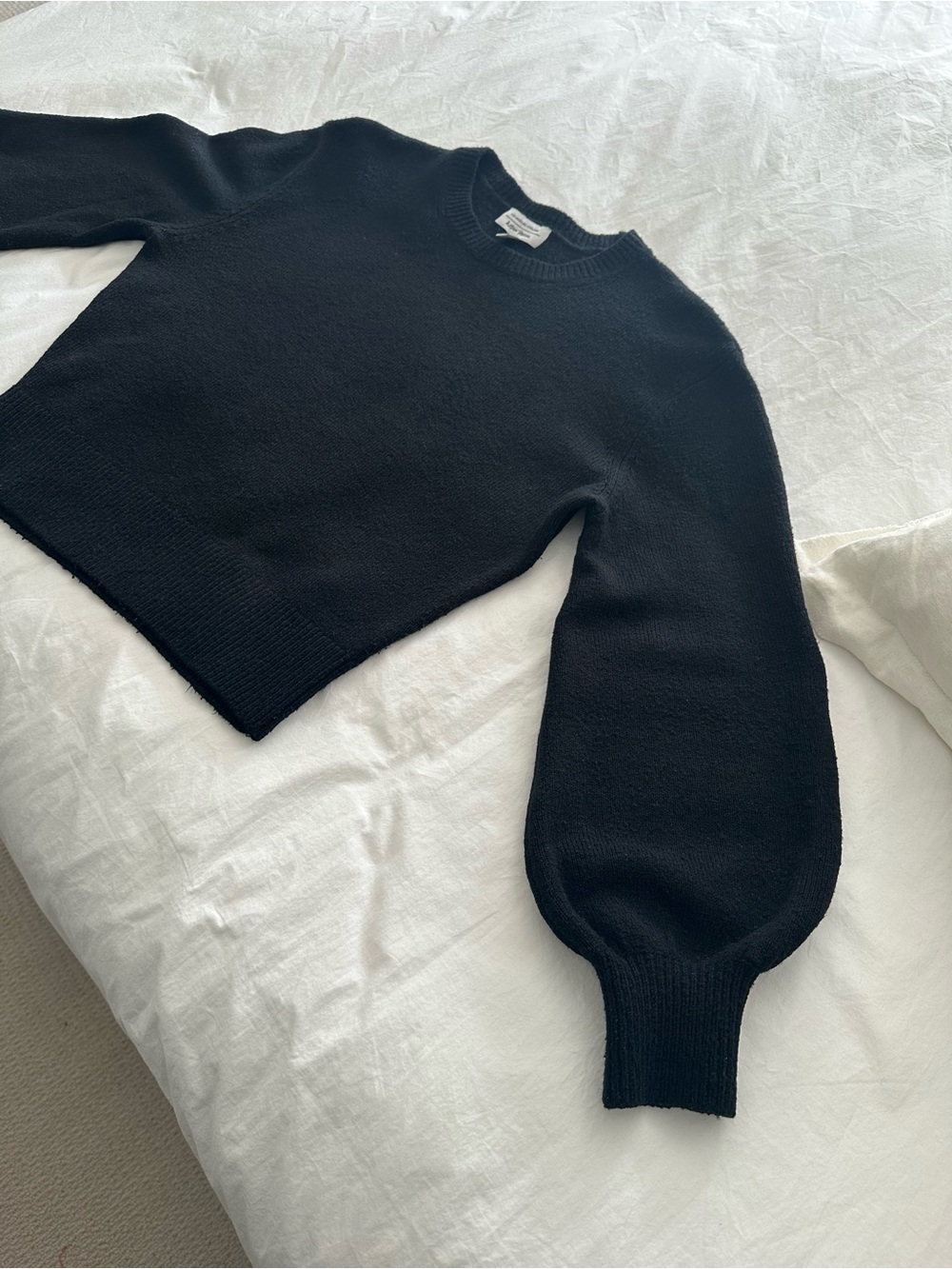 & Other Stories Black Crewneck Sweater with Balloon Sleeves size small - Picture 6 of 12